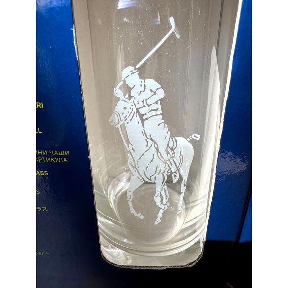 NWT VTG Polo Ralph Lauren Crystal Etch Polo Player Highball Glasses SZ 14OZ RARE - Picture 5 of 13